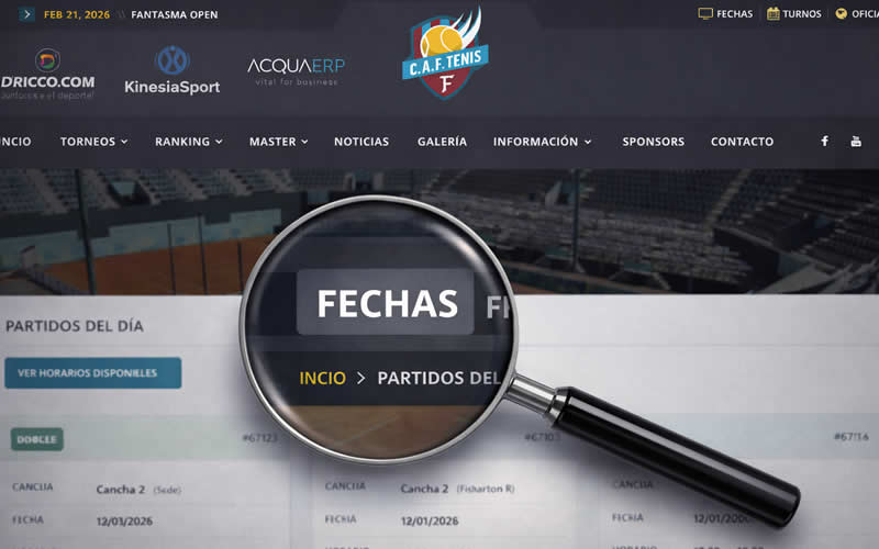 Actualizaci&oacute;n en Tenis CAF: partidos del d&iacute;a y horarios disponibles