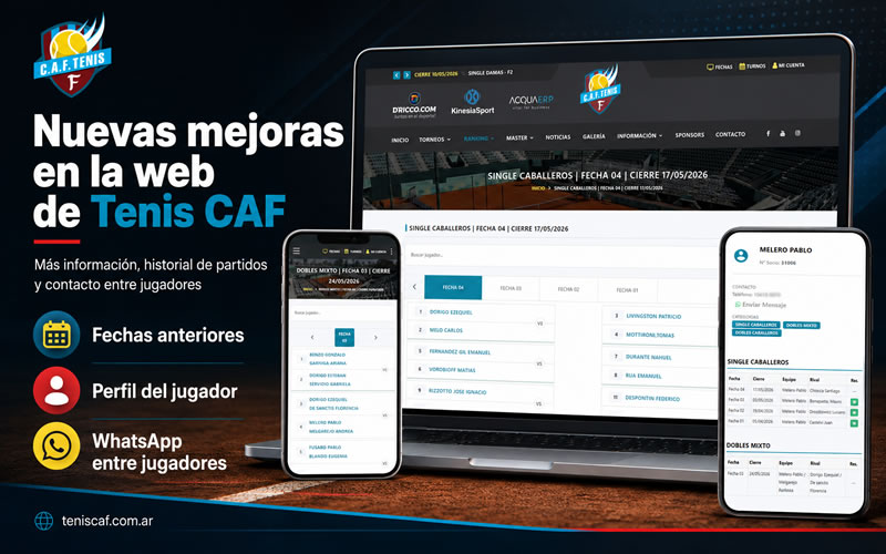 Mejoras en la web de Tenis CAF: m&aacute;s informaci&oacute;n para seguir el ranking