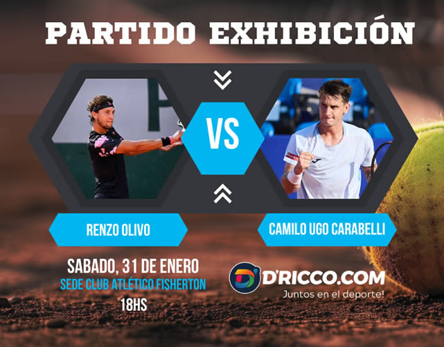 Exhibici&oacute;n de Tenis en el CAF: Renzo Olivo vs Camilo Ugo Carabelli