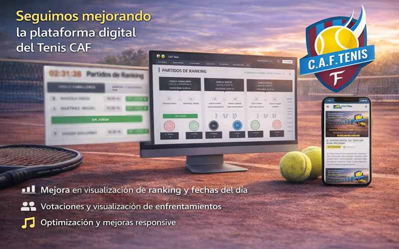 Seguimos mejorando la plataforma digital del Tenis CAF