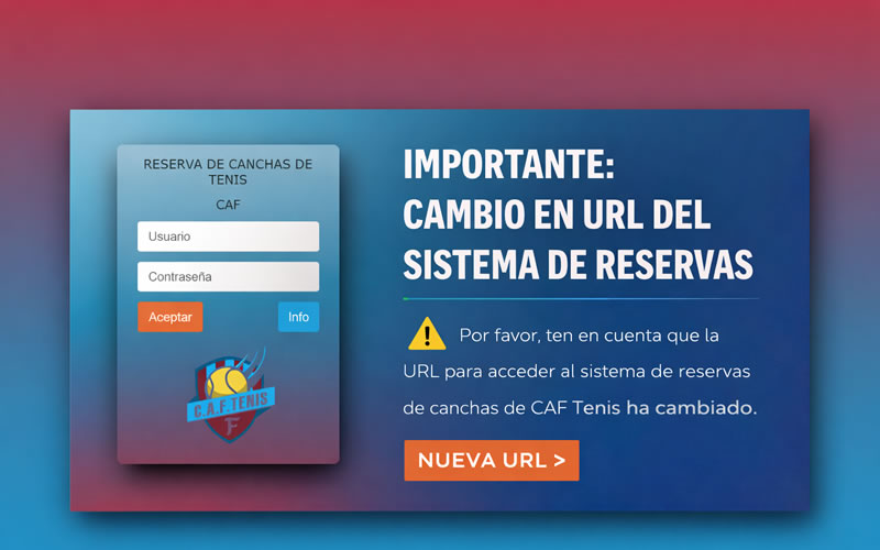 IMPORTANTE &middot; Nueva direcci&oacute;n del sistema de reservas del tenis